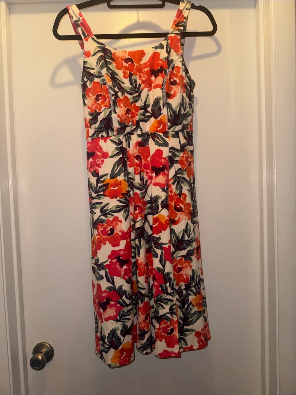 Floral Lularoe Navy Sundress with Orange & Pink Blooms